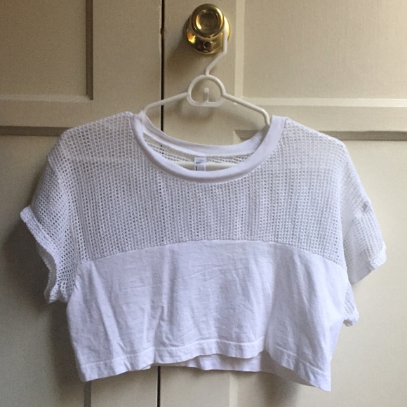 American Apparel Waffle Mesh Crop Tee in White