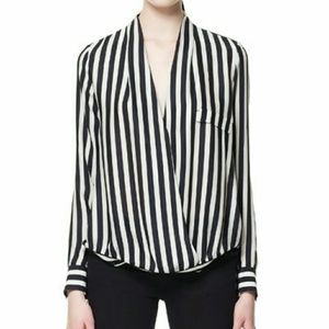 NWOT Zara Basic Striped Wrap Top