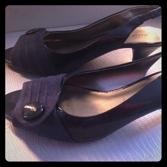 Karen Scott Peep Toe Faux Suede Slingback Heels