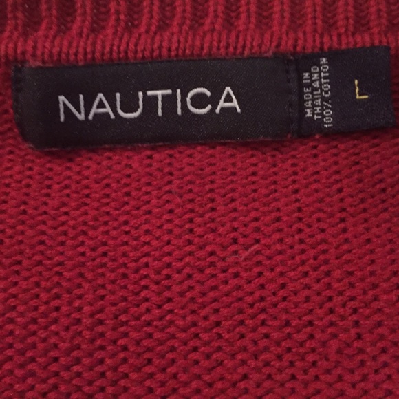 Red and blue striped Nautica men's sweater (L) - Picture 3 of 3