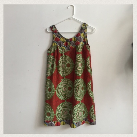 Colorful silk geometric print frock dress