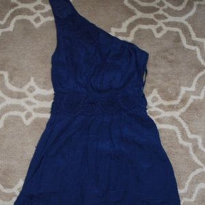 Navy blue one shoulder dress