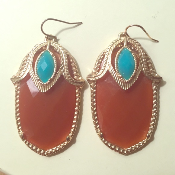 Beautiful brown and teal earrings - Picture 1 of 1