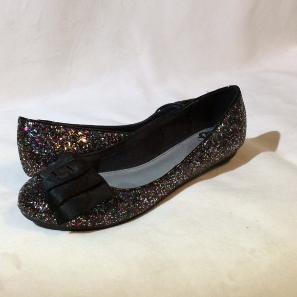 Fergie Shoes - Black, multicolored sparkly flats.
