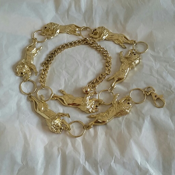 Gold lion chain belt