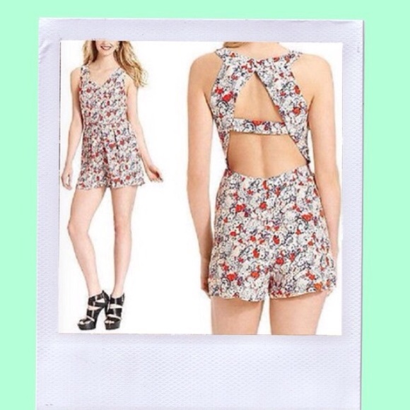 BCBGeneration Romper, Open Back, Floral Pattern