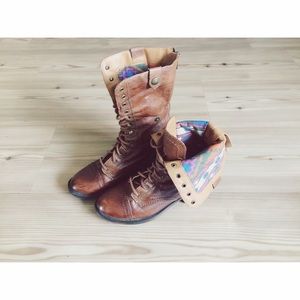 Steve Madden Combat Boots with Aztec Tribal Print