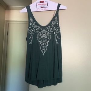 Brass plum embroidered tank