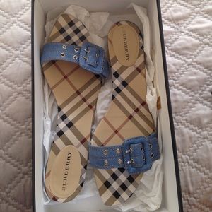 Burberry Sandals Blue Suede 8.5