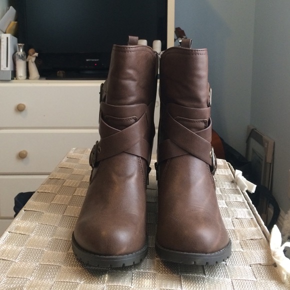 Never worn--Mid Calf brown boots