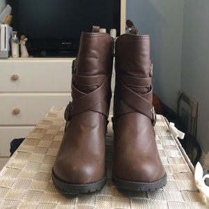Never worn--Mid Calf brown boots