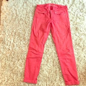 Coral pants.