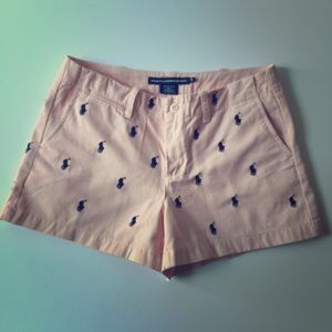 Ralph Lauren pink shorts with navy logo: size 4