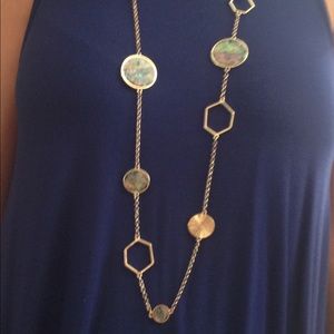 Iridescent gold long necklace and earring set