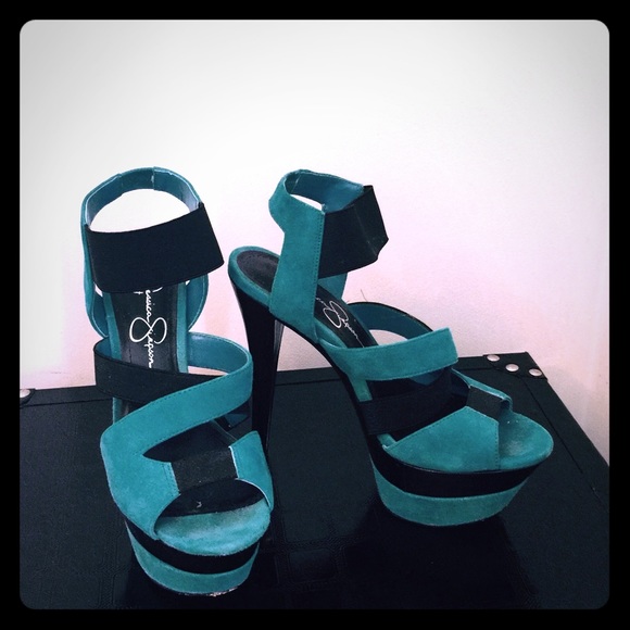 Jessica Simpson Teal platform sandal.
