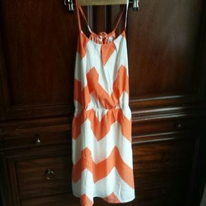 Tangerine and cream chevron dress