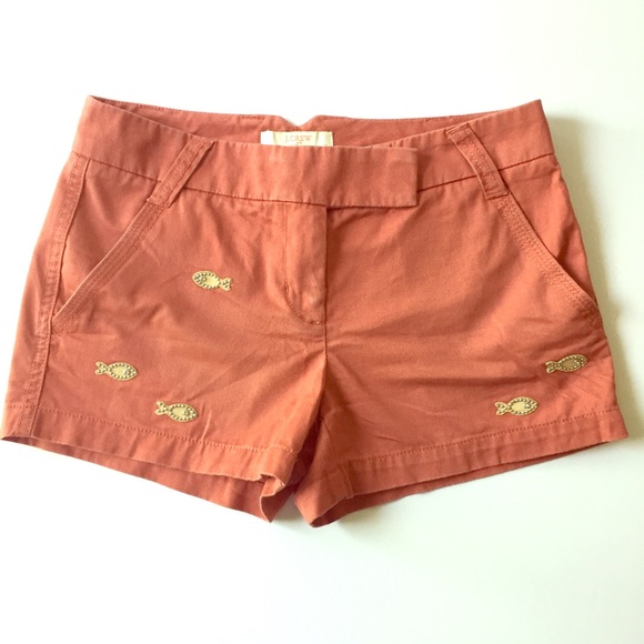 J. Crew rust-color shorts w/ fish appliqué: size 4