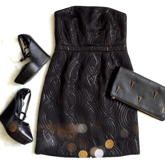 Target Dresses & Skirts - Black Shimmer Print Strapless Dress / Prom Size 6