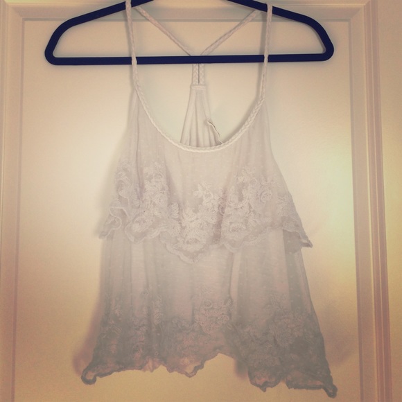 White lace crop top