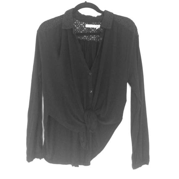 Slouchy lace yoke button down
