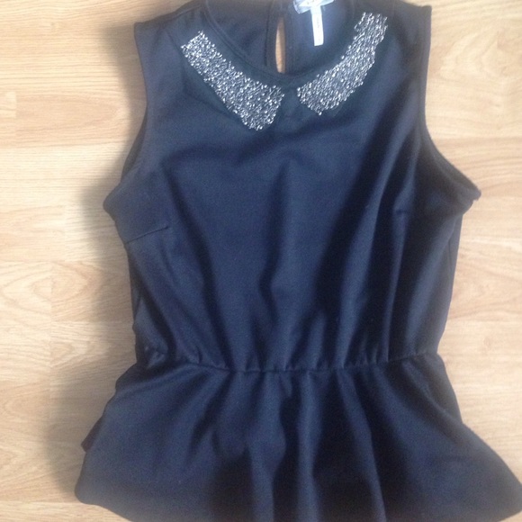 bedazzled collar peplum top