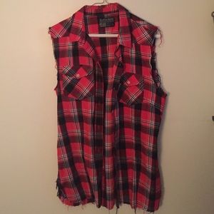 Plaid Ripped Vest