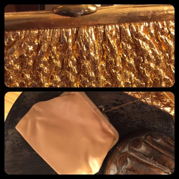 SALE💐VINTAGE (Japan 1950's) "M M" GOLD HANDBAG - Picture 5 of 16