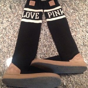 Victoria Secret Pink mukluk sweater boots b/w