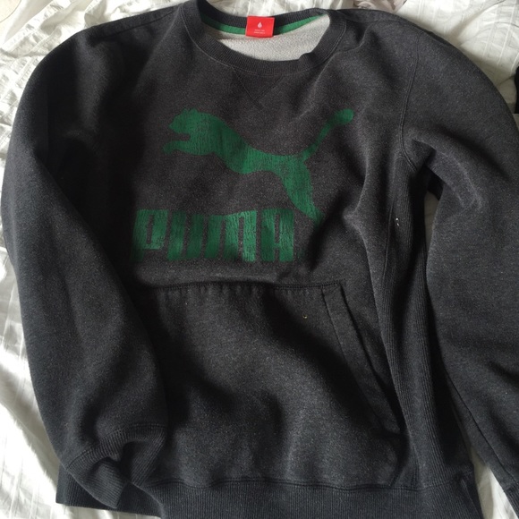 Charcoal grey and green puma crewneck