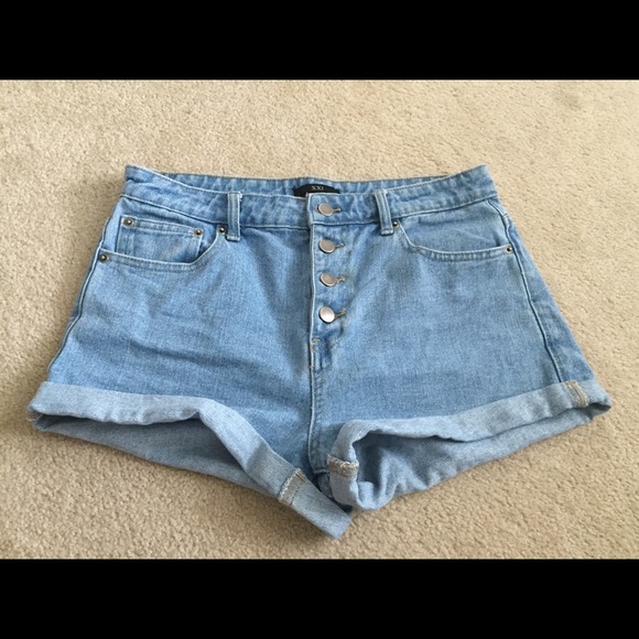 High-waisted denim shorts