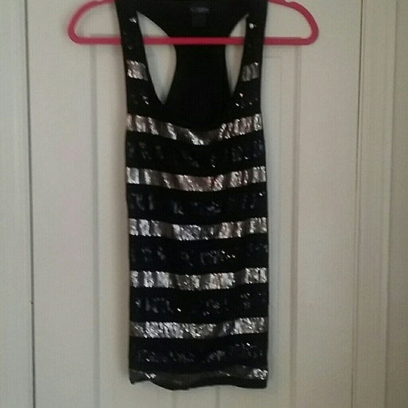 Black and silver sequin racer back tank Size L