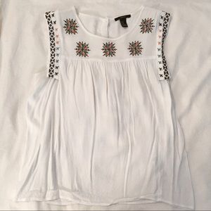 FOREVER 21 Peasant Boho Embroidered Tank