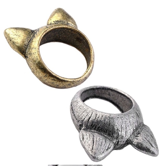 2 RINGS GOLD AND SILVER CAT RINGS - Picture 2 of 2