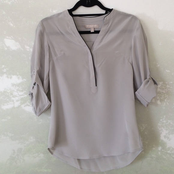 Silk Banana Republic Top with soft leather trim