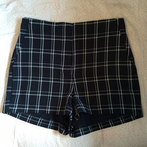 High waisted plaid shorts