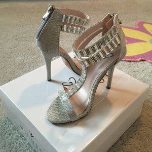 Silver metallic high heels