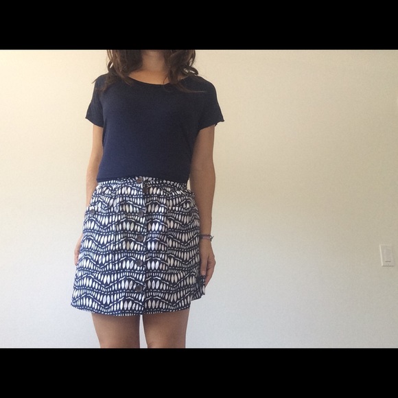 Navy white Ethnic Print skirt