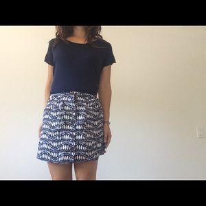 Navy white Ethnic Print skirt