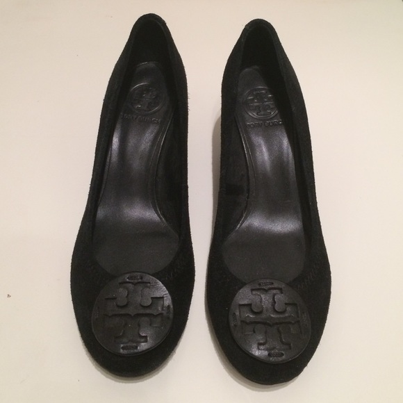 Authentic Tory Burch Black Suede Wedges