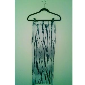 Black and white tie dye maxi skirt