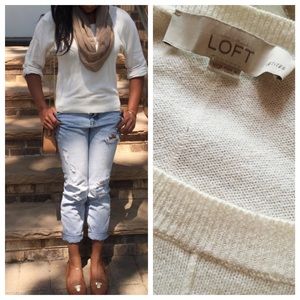 Ann Taylor Loft Petite Ivory Knit Top Sz XS