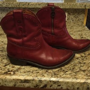 Red ankle cowboy boots