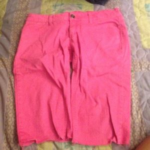 pink homemade cut-off shorts