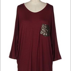 SALE 🎉 Burgundy Sequin Pocket Tunic