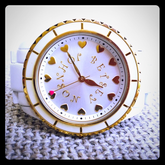 🆕 Betsey Stainless Steel Watch Pink White & Gold