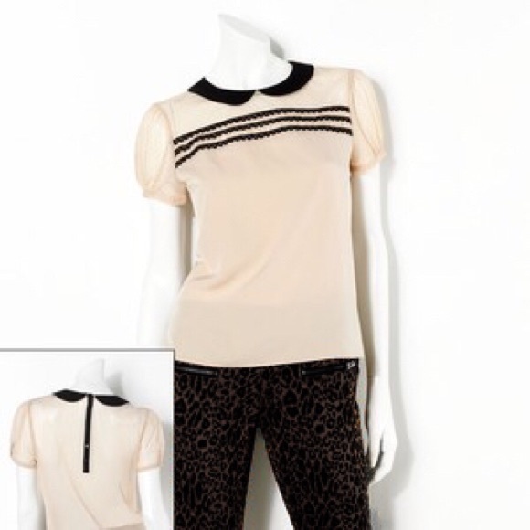 SOLD Peter Pan Collar Blouse in Pale Yellow / Gold