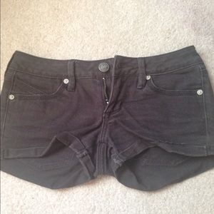 Black denim shorts