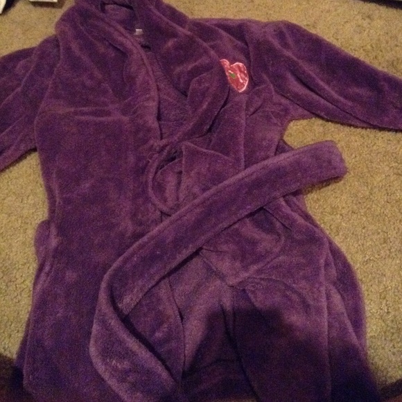 Purple fuzzy robe.