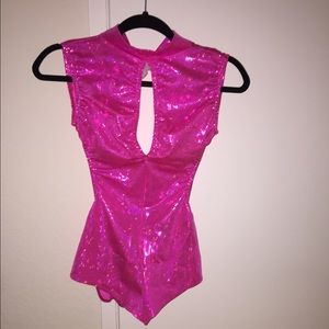 Ocean moon pink hologram dot one piece