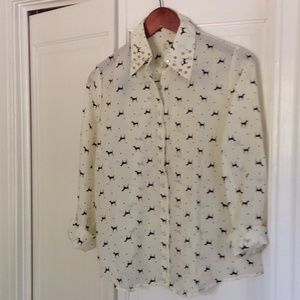 Shirt, blouse with puppy dog print